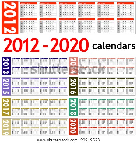 Yearly Calender 2012 on Stock Photo   New Year 2012  2013  2014  2015  2016  2017  2018
