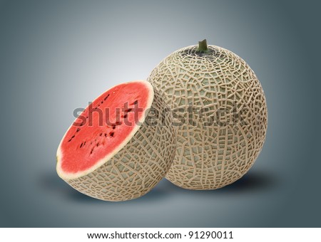 Melon and red water melon inside, ideal for mix fruit juice.
