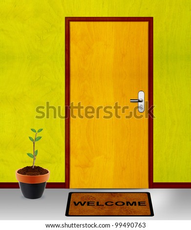 coming soon conceptual image, closed door with coming soon message.