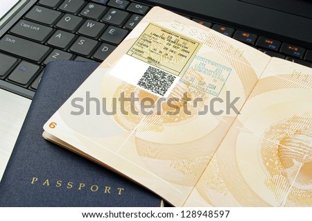 open passport on a computer