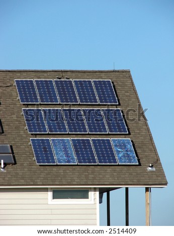 Solar panels on a roof as renewable energy sources