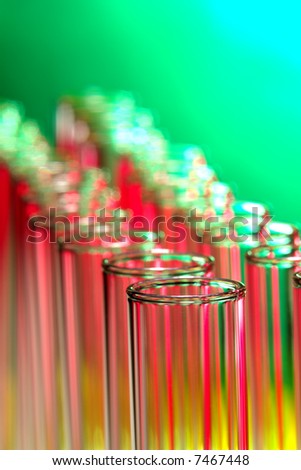 Laboratory glass test tubes ready for an experiment in a science research lab