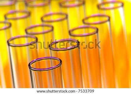 Laboratory glass test tubes for an experiment in a science research lab