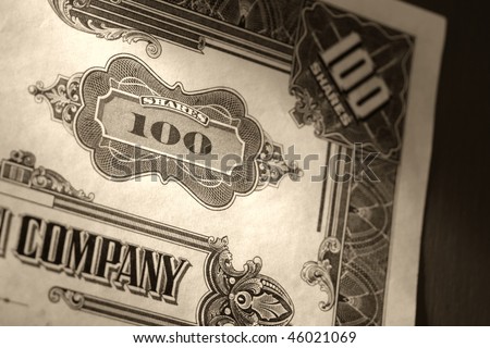 Old company stock market one hundred common shares certificate
