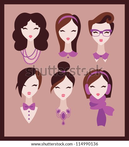 fashion girls icon set vector illustration eps 10 fashion girls icon set vector illustration eps 10