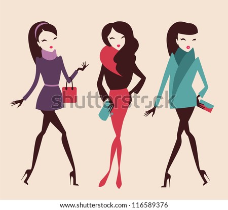 fashion girls collection vector eps 10 fashion girls collection vector eps 10