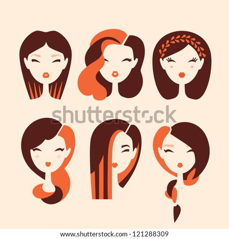 fashion girls with hairstyles and haircuts vector eps 10 fashion girls with hairstyles and haircuts vector eps 10