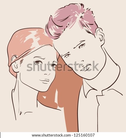 couple in love, man and woman hugging vector illustration eps 10 - stock vector