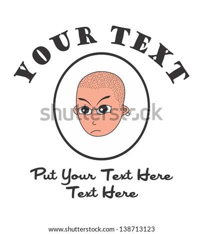 Cartoon Character In Label Bald Stock Vector Illustration 138713123