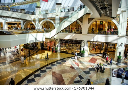 Dubai, Uae - February 10: Interrior At Mall Of The Emirates On February 10, 2014 In Dubai. Mall Of The Emirates Is A Shopping Mall In The Al Barsha District Of Dubai.
