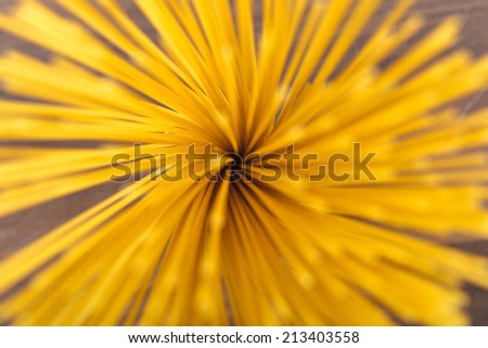 Flower of spaghetti gathered in a bunch, view from the top