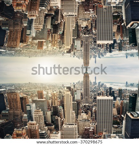 New York City midtown panorama in inception futuristic style
