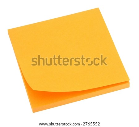 Blank orange memo pad isolated on white.