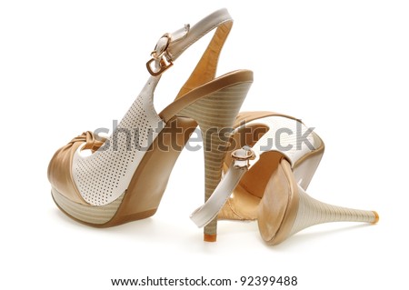 Woman Shoes Isolated On A White Background Stock Photo 92399488
