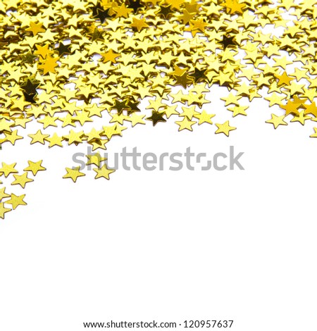 stars confetti , side of the yellow small stars isolated on white background