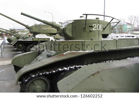 Soviet BT-7 tank of times of World War II