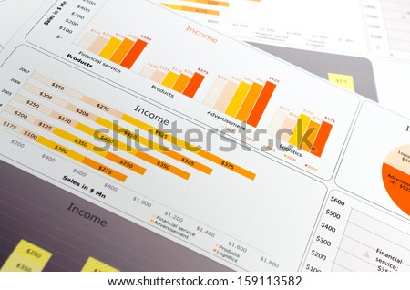 Sales Report in Statistics Graphs and Charts Colored