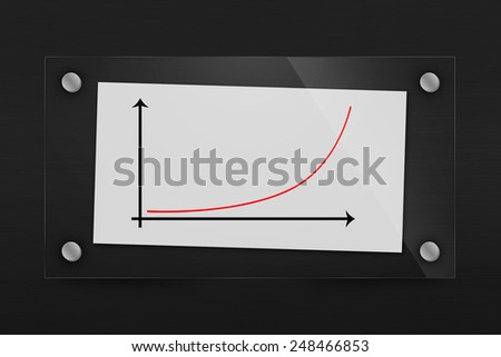 Behind glass sheet of paper with exponential growth chart