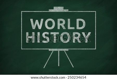 World history writed on blackboard with chalk