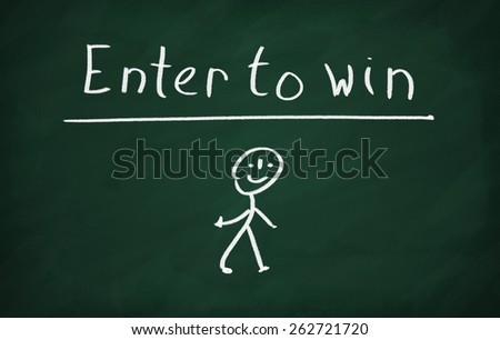 On the blackboard draw character and write Enter to win