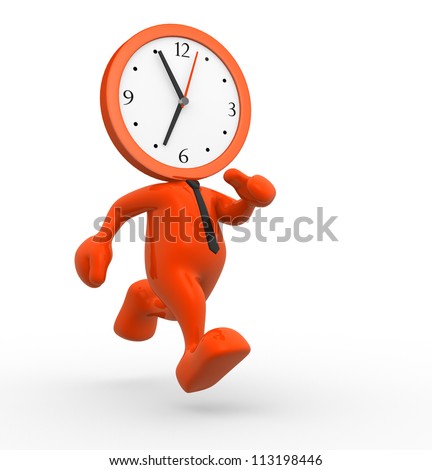 3d people - man, person running out of time. A clock - stock photo 3d people - man, person running out of time. A clock - stock photo