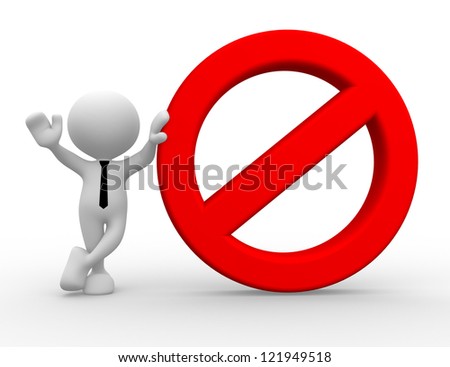 3d People - Man, Person With A Stop Sign. Don't Do It! Stock Photo 