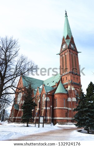 The Cathedral in Kotka at winter, Finland.
