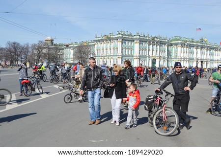 ST.PETERSBURG, RUSSIA - APRIL 19, 2014: Bike Ride 