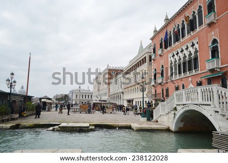 VENICE, ITALY - FEBRUARY 18, 2014: Canal in center part of Venice, Italy.