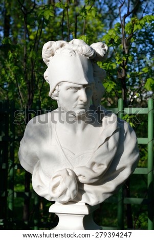 ST.PETERSBURG - MAY 15, 2015: Statue of Mars, the god of war in Summer Garden, St.Petersburg, Russia. The sculptural decoration of the Summer Garden today consists of 92 marble sculptures.