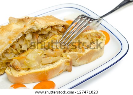 Panada filled with cabbage, beef meat and carrot