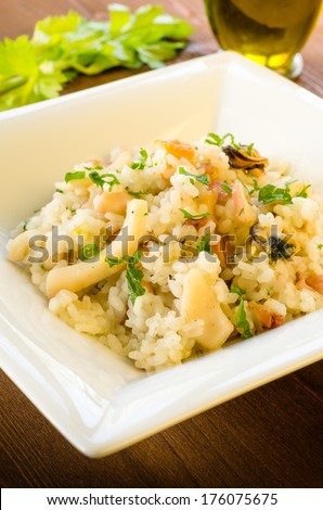 Risotto with seafood, mediterranean cuisine