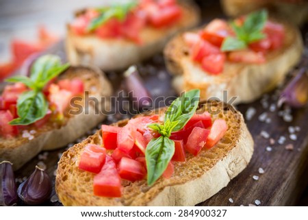 Tomato Bruschetta, Italian finger food