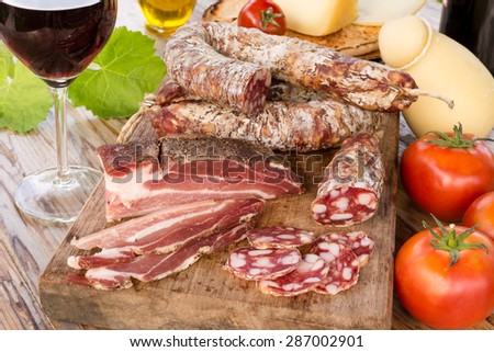 Sardinian salami and cheese, Italian Food