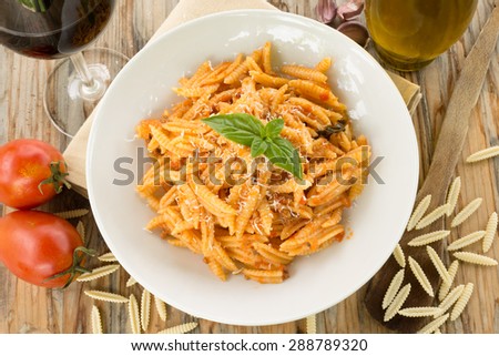 Malloreddus with tomato and grated cheese, Sardinian Food