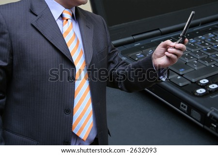 Businessman interacting with a local area network