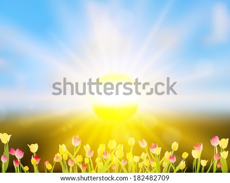 Colorful spring flowers tulips. And also includes EPS 10 vector