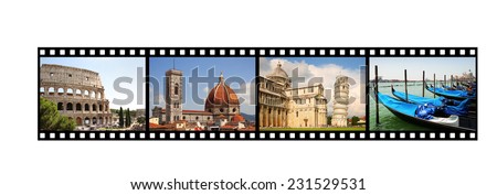 Film strip with Italian pictures
