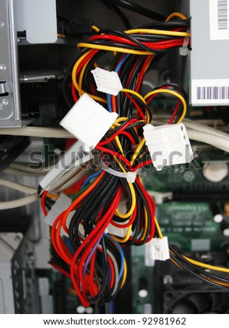 Multicolored wires from computer