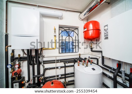 interior household boiler with gas and electric boilers.