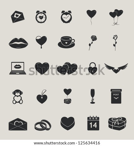 love and saint valentine's day vector icons set love and saint valentine's day vector icons set