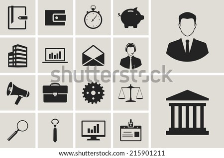 business, money and finance flat icons set