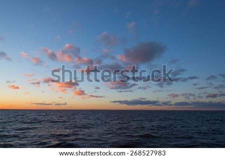 beautiful sea landscape after sunset in Northern Europe
