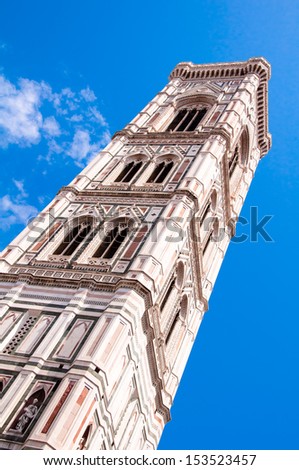campanile of the basilica of saint mary of the flower in florence, italy