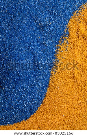 Colored sand / Blue - yellow sand background