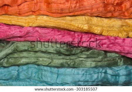 Merino and silk fibers, colorfull fleeces for spinning and handycrafts