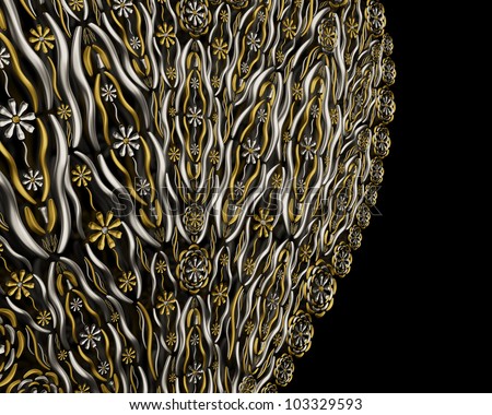 Abstract floral jewelry ornament background. Gold and silver jewelry background design