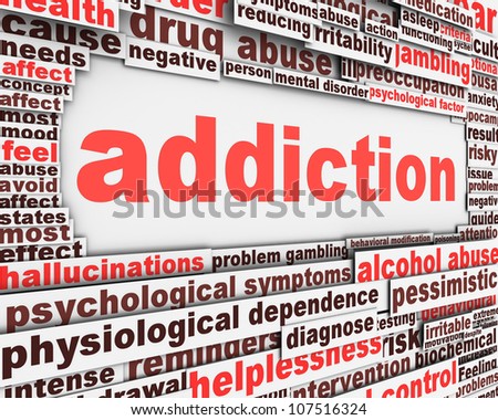Addiction message design. Substance or drug dependence conceptual design