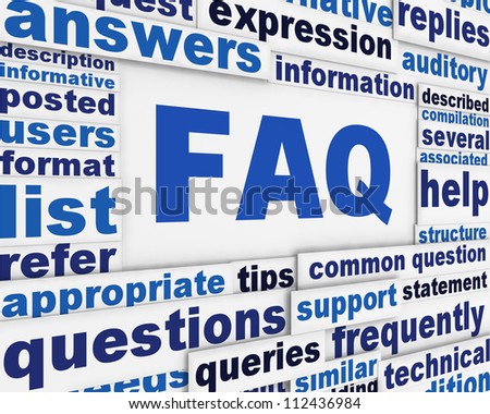 FAQ poster conceptual design. Questions and answers message background