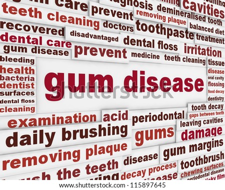 Gum disease warning message. Dental disease poster design